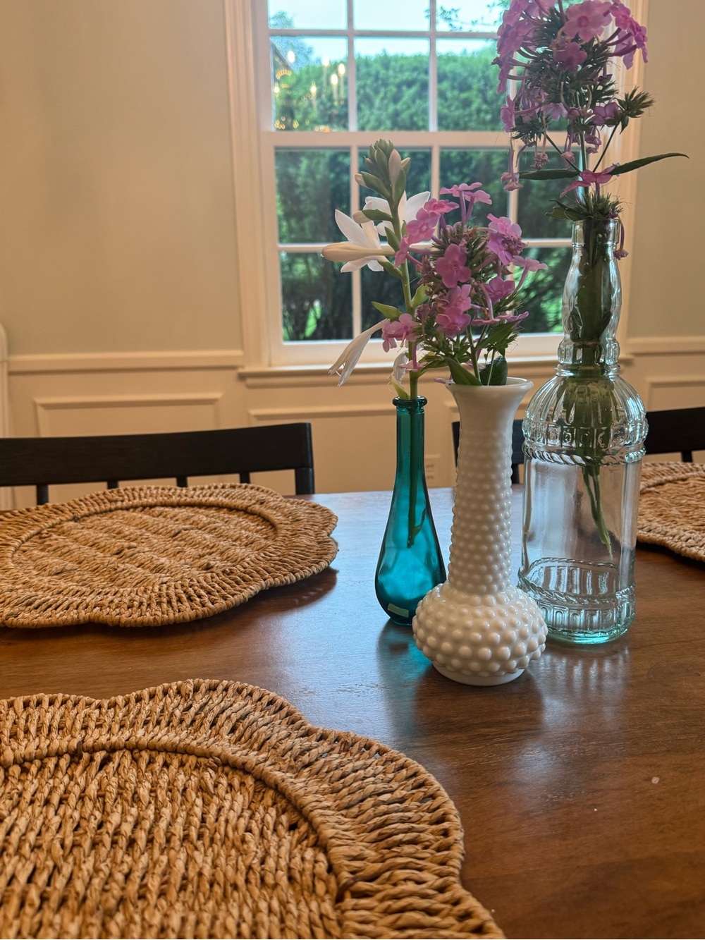 Set of 3 Decorative Bud Vases – Teal, White & Aqua Glass